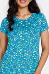 Zivame Halloween Knit Poly Mid Length Nightdress - Fjord Blue — thumbnail 5